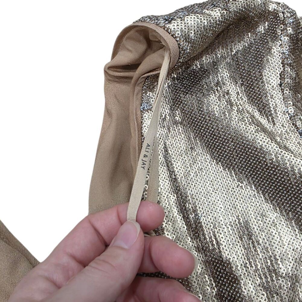 Ali & Jay Gold Sequin 3/4 Romper L - Picture 7 of 7